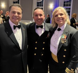 Daniel D’Aniello, Bryan Silva, and Kiera Silva, at the Mechanicsburg Chapter Supply Corps Birthday Ball 2024