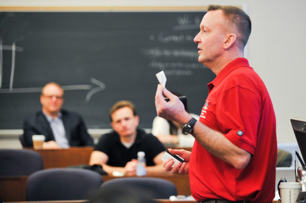 Mike Haynie Director of IVMF teaching military veterans at EBV-F program.