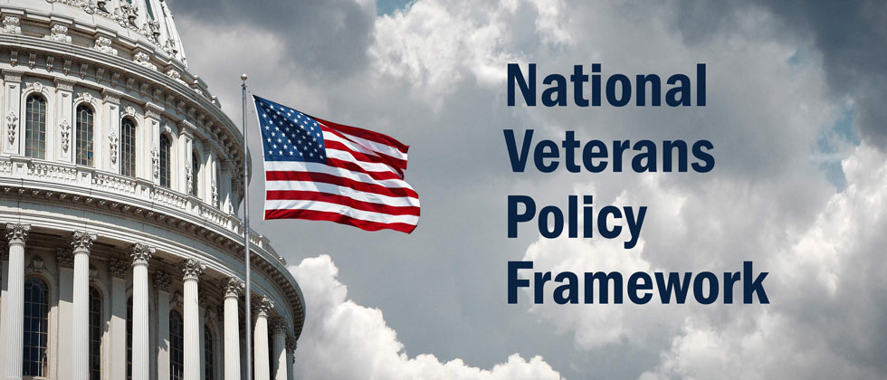 Congress Building with Flag and text that reads "National Veterans Policy Framework".