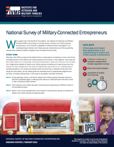 National Survey of Military Connected Entrepreneurs cover
