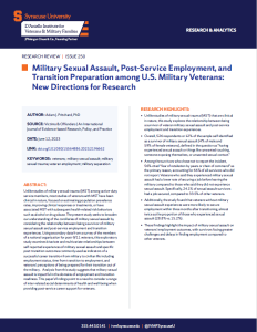 Military Sexual Assault, Post-Service Employment, and Transition Preparation among U.S. Military Veterans cover