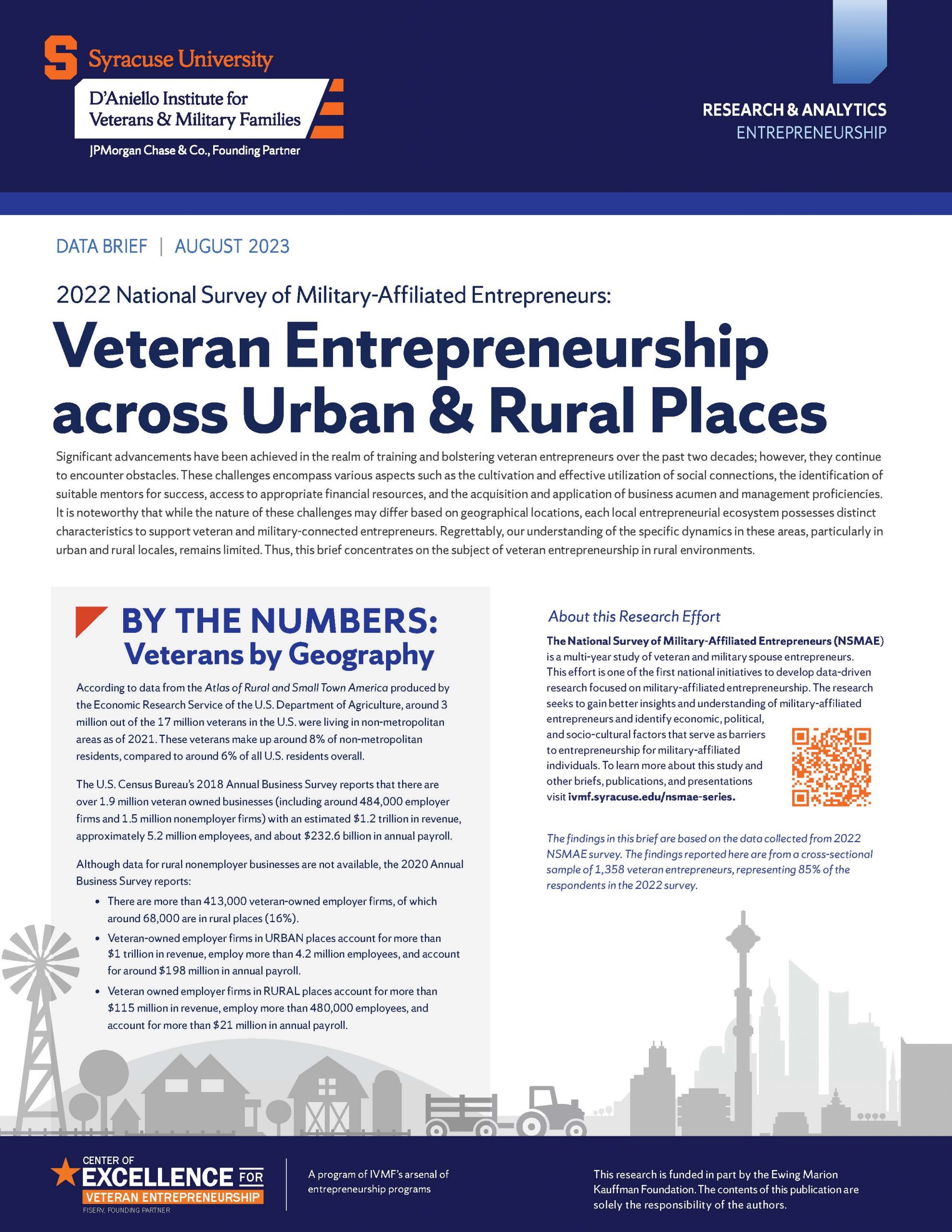 Cover of Veteran Entrepreneurship across Urban and Rural Place