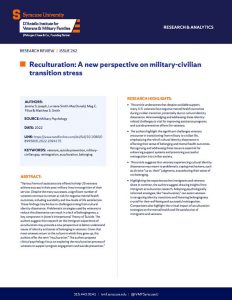 cover of Reculturation: A new perspective on military-civiliantransition stress
