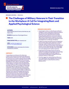 cover of The Challenges of Military Veterans in TheirTransition to the Workplace: A Call for Integrating Basic and Applied Psychological Science"