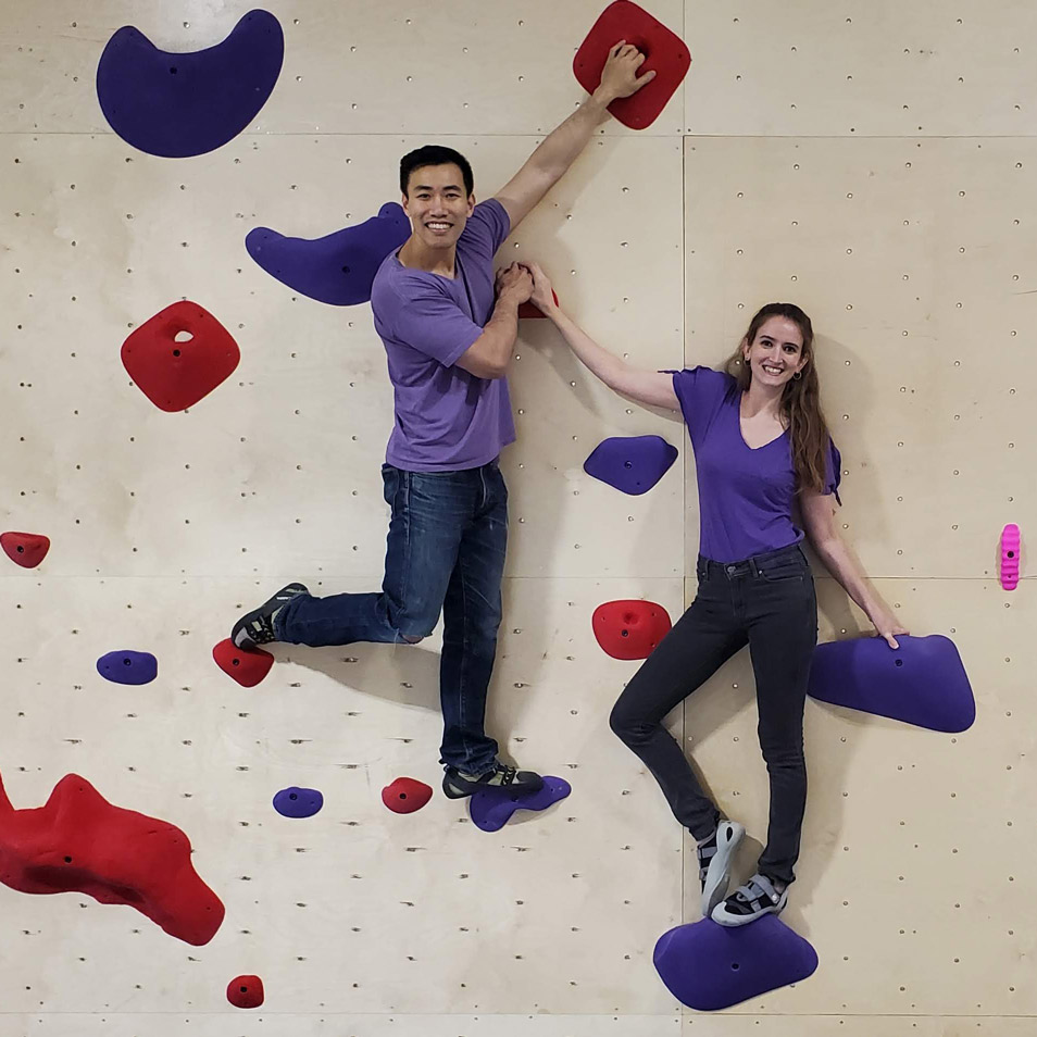 Keith and beth on climbing wall
