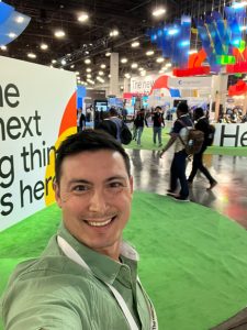 James working a conference.
