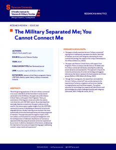 cover of research report The Military Separated Me; You Cannot Connect Me