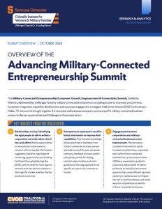 Cover of advancing military-connected entrepreneurship summit