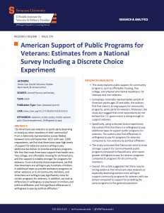 American Support of Public Programs for Veterans: Estimates from a National Survey Including a Discrete Choice Experiment 