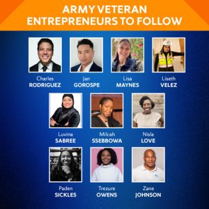 Amy veteran entrepreneurs to follow with collage of headshots.