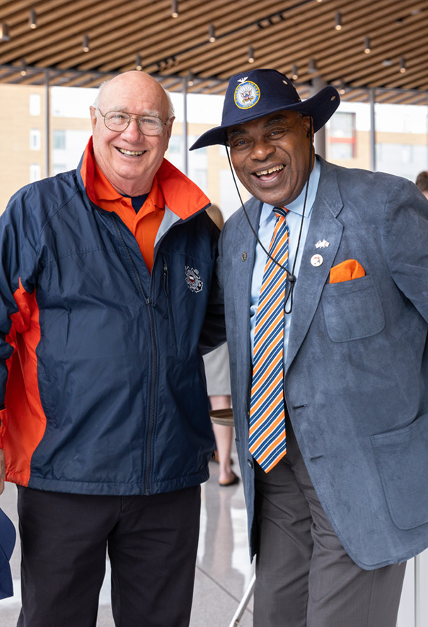 Two veterans posing together on Veterans day.