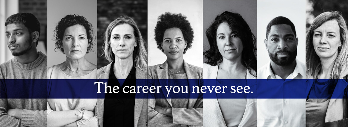 A collage of military spouses with the banner reading "the career you never see."