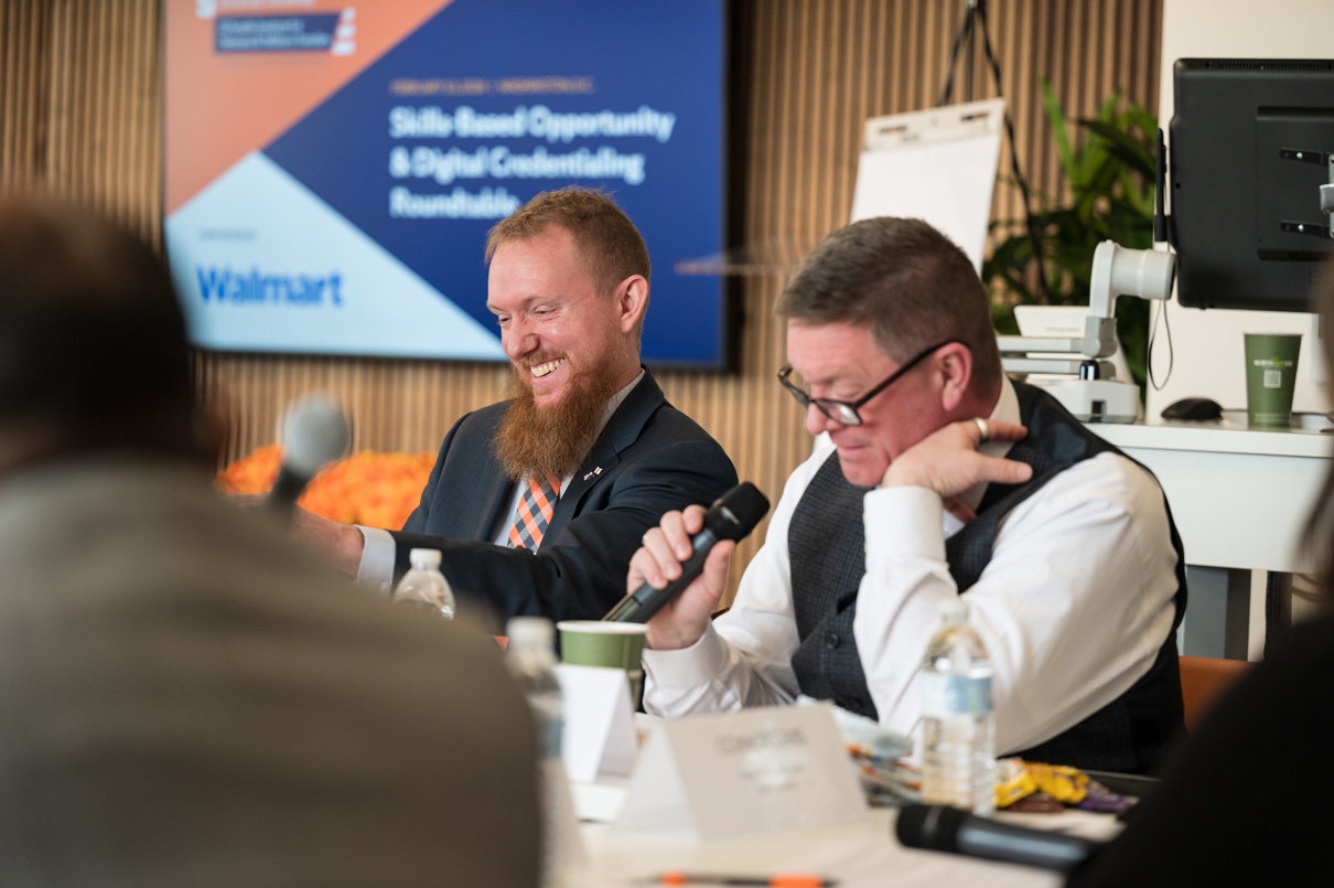 walmart roundtable with IVMF's adam laughing.