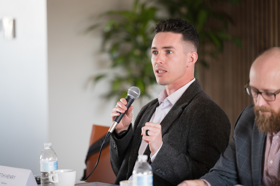 walmart roundtable with a man speaking on microphone.