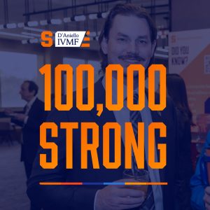 100,00 strong graphic with nick green in background at veteran edge.