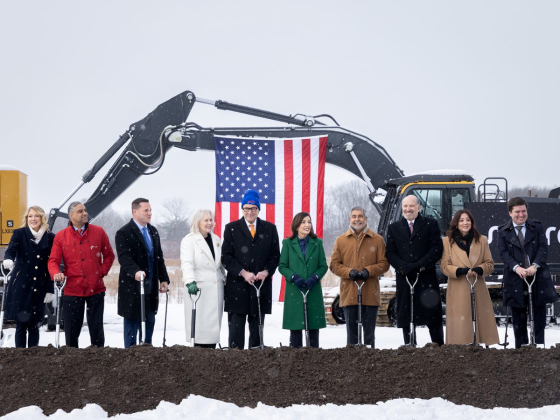 Micron officials posing at official ground breaking of future Micron factory.