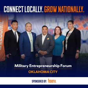 Military Entreprenuership form group photo with the words "Connect locally, grow nationally. "