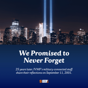 We promised to never forget with 2 beams of light representing twin towers.